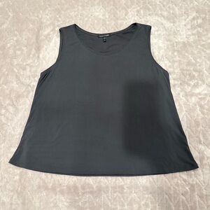 Eileen Fisher Sleeveless 100% Silk Georgette Crepe Scoop Neck Tank Gray Size M